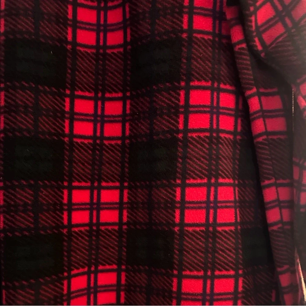 Conte of Florence Vintage Soft Red/Black Buffalo Plaid 1/4 Zip Pullover Fleece